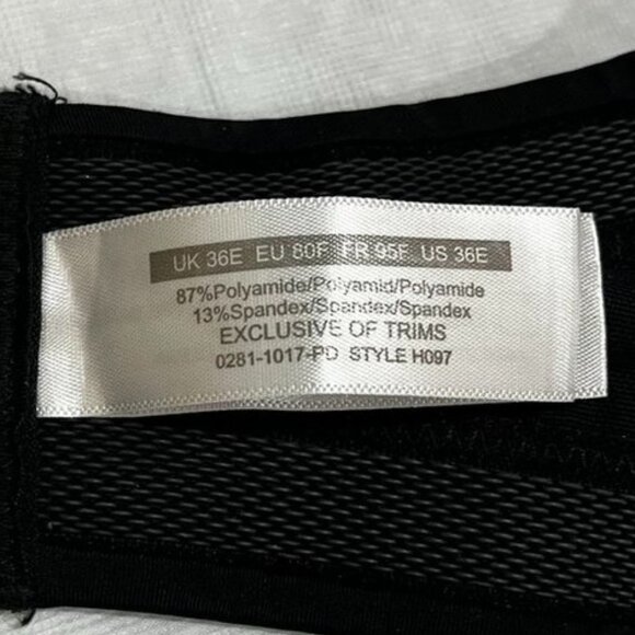 Black Strapless Lace Balconette Bra Structured Push-Up Underwire Top 36E - Picture 7 of 16